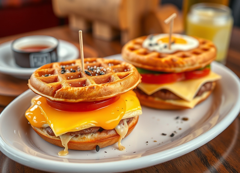 Breakfast Sandwiches & Waffles
